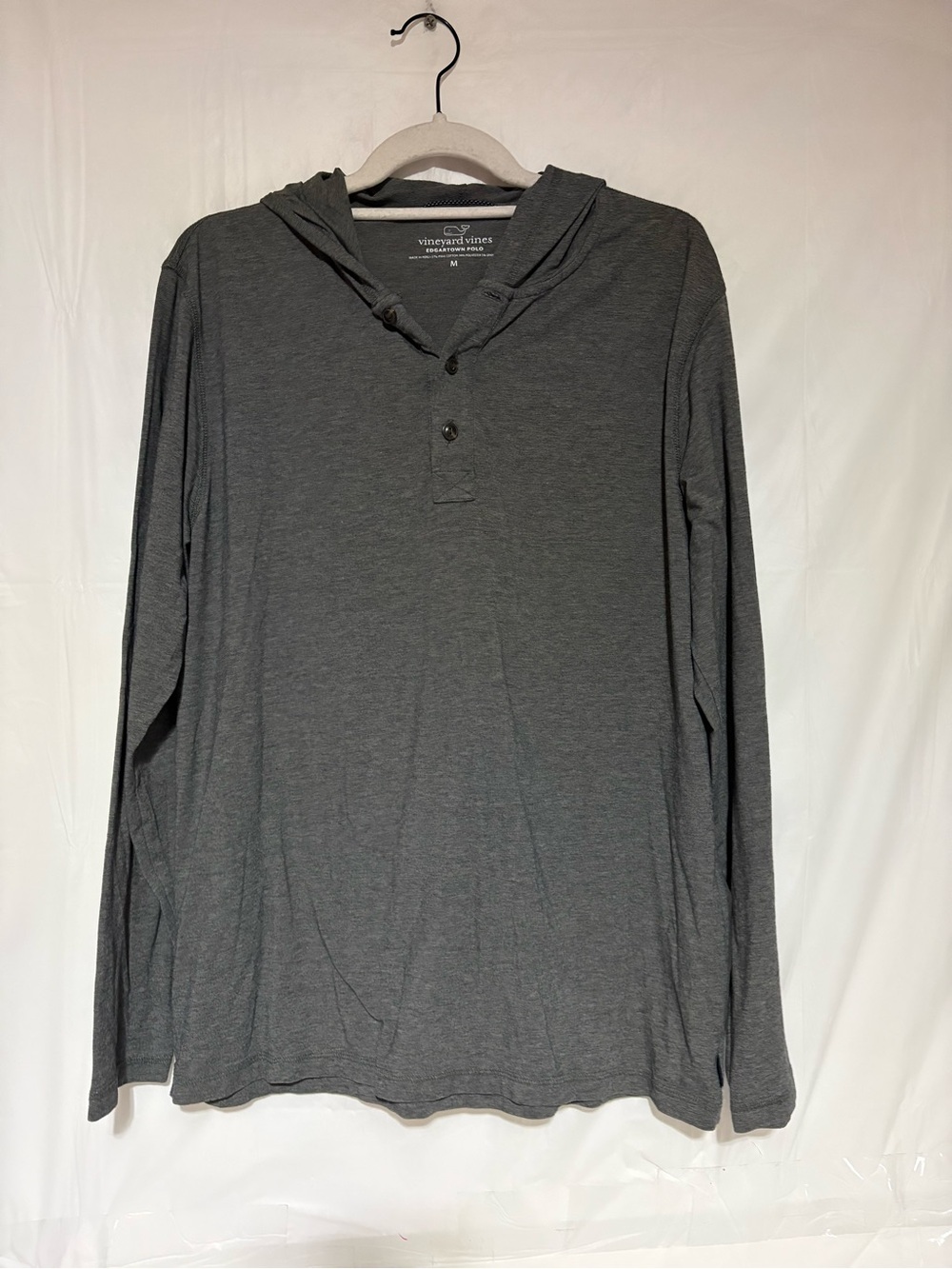 Vineyard Vines Men's Dark Gray Hooded Henley